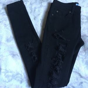 Black Distressed Skinny Jeans